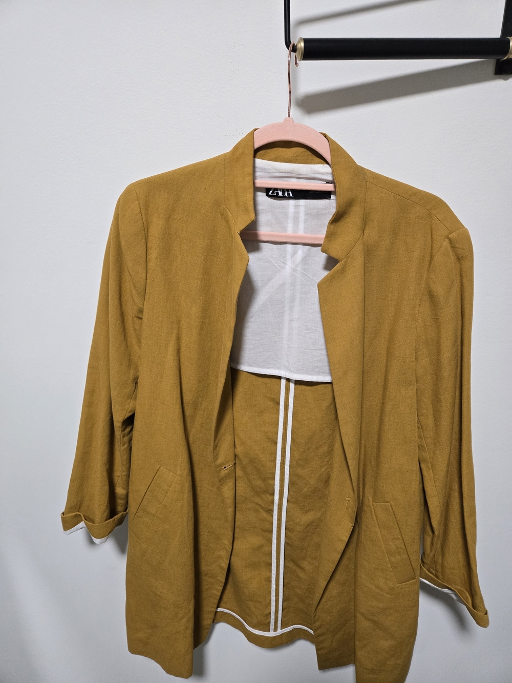 Zara Women's Mustard Open-Front Blazer Jacket